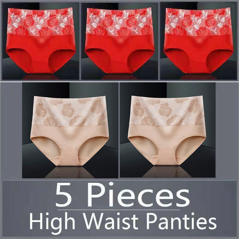 5 шт., женское нижнее белье с высокой талией, хлопковые дышащие трусики, женские трусы, большие размеры, нижнее белье