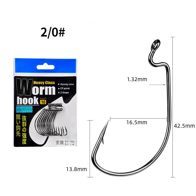 Усовершенствованный крючок с широким животом, 10 шт./пакет, тонкий рыболовный крючок для мягкой наживки, набор мягких крючков для насекомых Texas Fishing Group