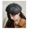 Spring/Winter 100% Real Leather Beret Hat Women Fashion European Pumpkin Painter Caps Female Black/Coffee Thin Boina
