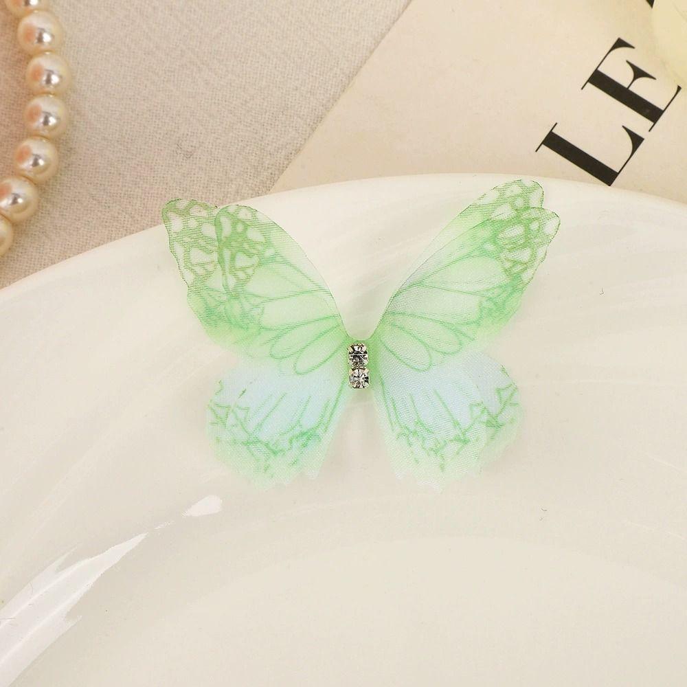 50 шт. двухслойные шифоновые вышитые бабочки-нашивки свадебные аксессуары для волос