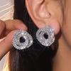 DINGKA 925 Silver Rhinestone Spiral Women's Earrings - Exquisite and Elegant Design