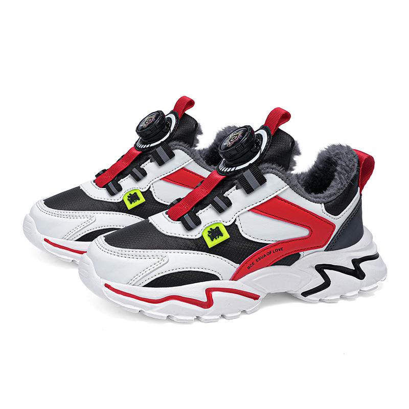Winter Sports Shoes Children's Cotton Shoes Sports Shoes PU Waterproof Plus Velvet Warm Ultra-light Boys Snow Sports Shoes