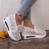 Женские кроссовки с цветочной вышивкой, сетчатые кроссовки для женщин, повседневные удобные туфли без шнуровки, женские туфли на каблуке
