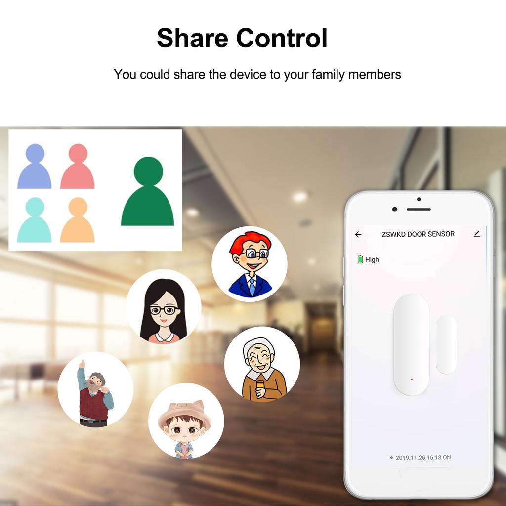 Zigbee Smart Door Sensor Tuya APP Control Door Open / Closed Detector Magnetic Switch Window Sensor