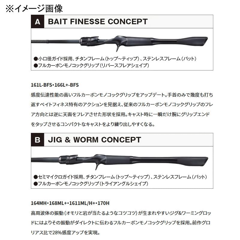 SHIMANO Bass Bait Rod 21 Poison Glorious SiC ring guide specification 161L-BFS