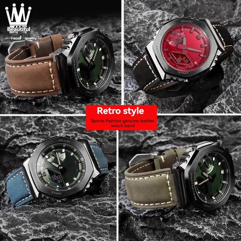 Модифицированный кожаный ремешок для часов Casio G-SHOCK GM-2100 GA2100 GA-2100 GM110 GA-110/120 GD-110 Браслет Ремешок 24x16мм