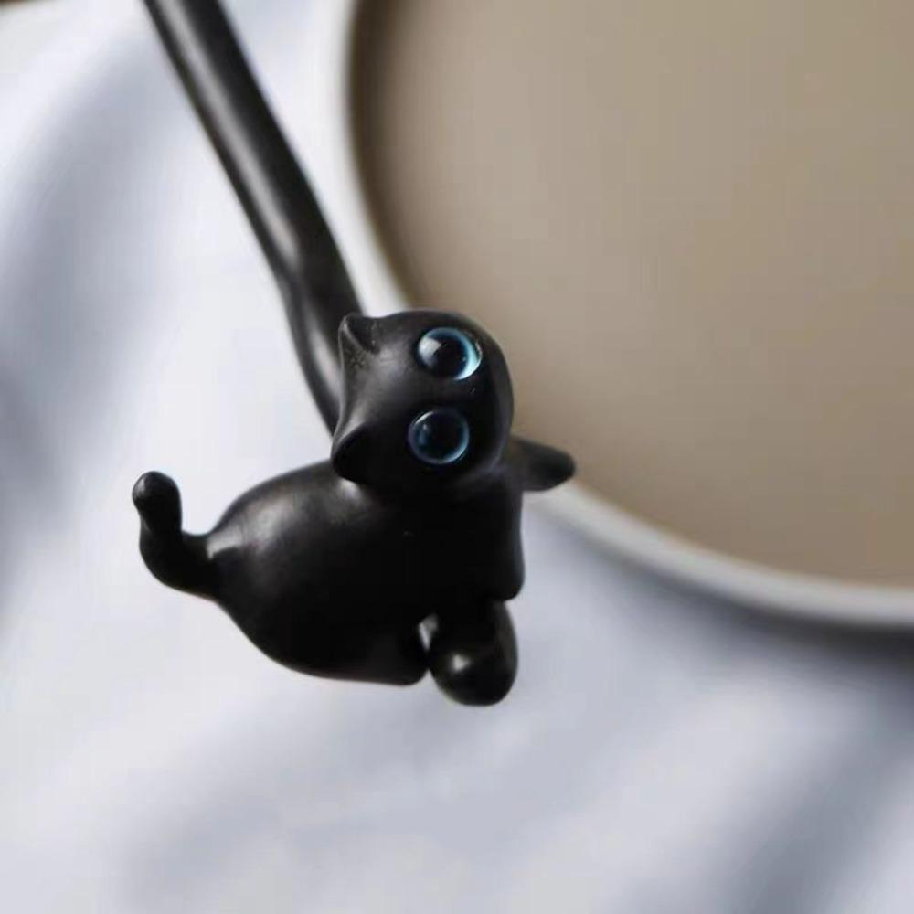 Wooden Sandalwood Cat Hairpin Vintage Blackwood Kitty Hair Stick Exquisite Boys/Girls