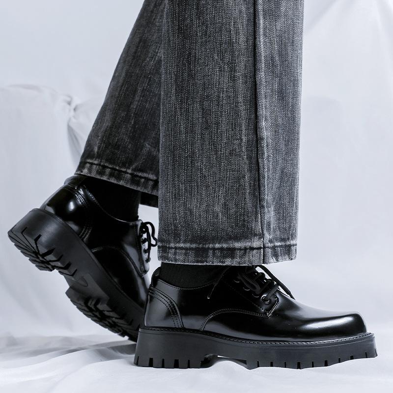 Новые британские кожаные туфли повседневная обувь увеличивают рост дорожные модные тенденции универсальные туфли дерби на платформе 3136-R