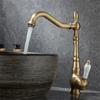Tuqiu Золотой Высокий Смесители Ванная Кран Раковина Кран Кухонный Кран Антикварный Раковина Кран Раковины Горячая Холодная Смеситель Кран