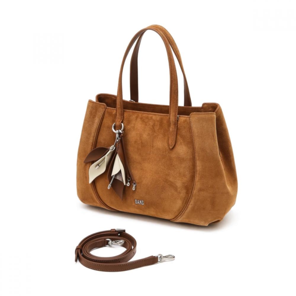 Daks Ria Italy Suede Brown Cowhide Tote Bag Dcba6f570w2