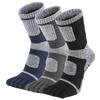 WIOIW Men's Five-Toe Socks, Cushioned, Durable Towel Fabric, Crew Length, for Hiking, Trekking, and Outdoor Wear, 3-Pair Set