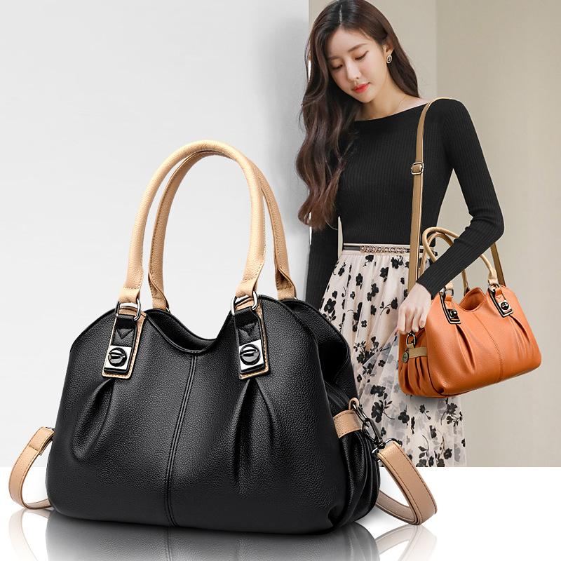 Fashion Soft Leather Handbag Large Capacity Women'S Bag Women'S Shoulder Messenger Bag Leather Texture