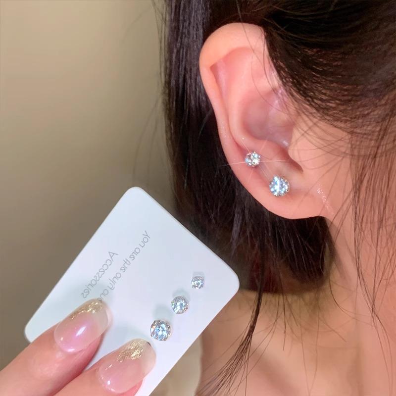 2024 Модный комплект из шести серег с цирконами для женщин: Маленький, Изысканный, Высококлассный, Легкая Роскошь, Крутой Стиль