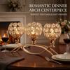 Wedding Guest Crystal Candle Holder Romantic Table Centerpiece for Pillar Candles Gold Metal Arch Dining Room Home Decor