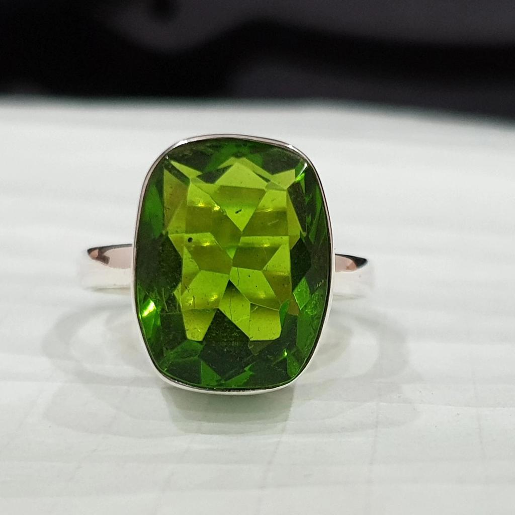 Кольцо из натурального зеленого перидота из стерлингового серебра 925 пробы, ручной работы, украшение с камнем-августовским талисманом