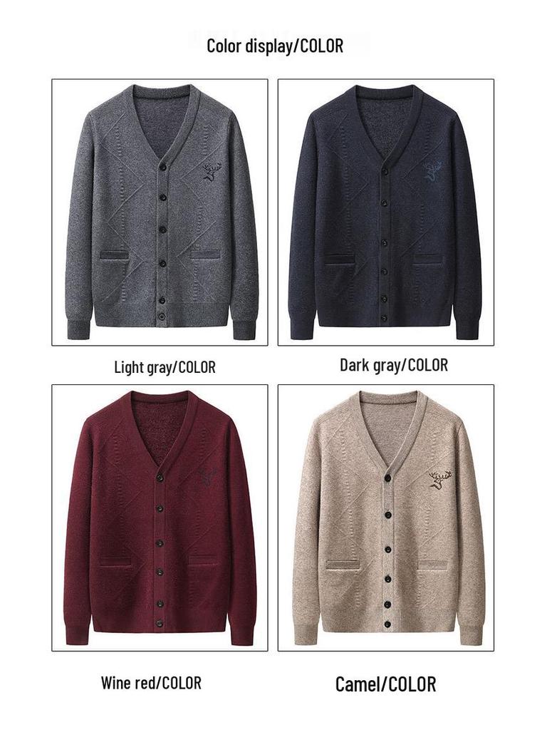 Бренд 2025 Мужской Толстый Теплый Вязаный Однобортный Кардиган - Осень/Зима