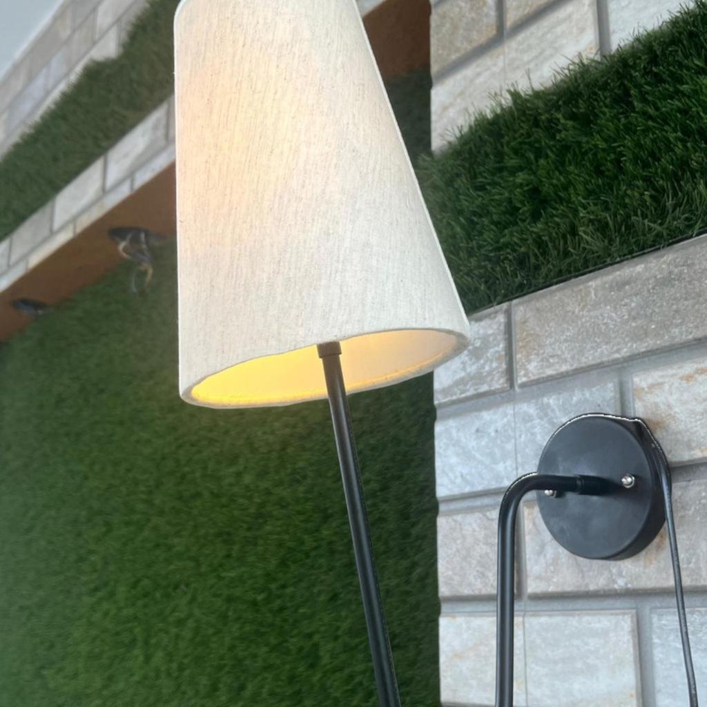 Set of 2 Modern Wall Lamps - Mid Century Wall Light Fixtures, Fabric Shade Sconces for Bathroom, Vanity, Bedroom