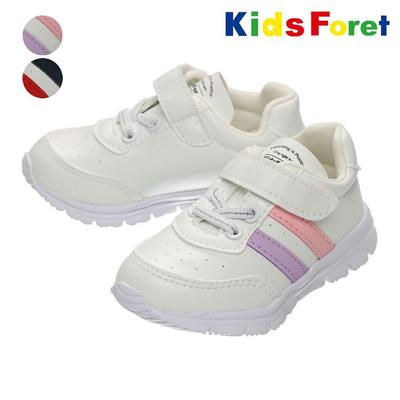 [Детская одежда] Kids Foret (Детский Форет) Белые кроссовки с линиями/спортивки 15см-19см B81896