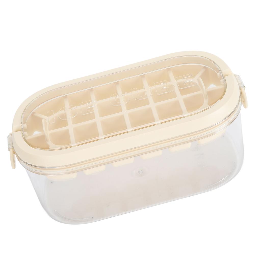Ice Cubes Tray Double Layer 54 Grids Large Capacity Ice Maker Mould with Lid Bin Scoop for Freezer Beige (Soft Bottom