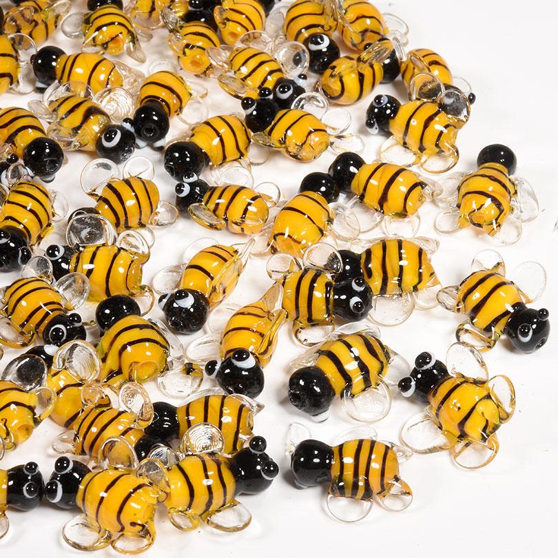 5pcs Yellow Cute Bee Charm Beads For Jewelry Making Supplies Glass Materials Animal Spacer/Loose Bead DIY Bracelets Accessories