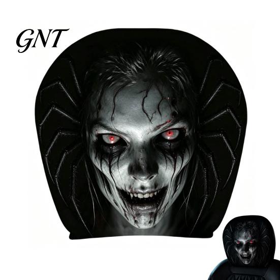 Car Interior Decoration Accessories Universal Headrest Cover, Scary Face Protective Seat Protector Cover for Most Vehicles, Easy to Install Automotive