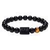 Браслет со знаком зодиака для мужчин, 8 мм, натуральный черный оникс, тигровый глаз, камень, знак зодиака, созвездие, молитва, благословение, браслет, подарки