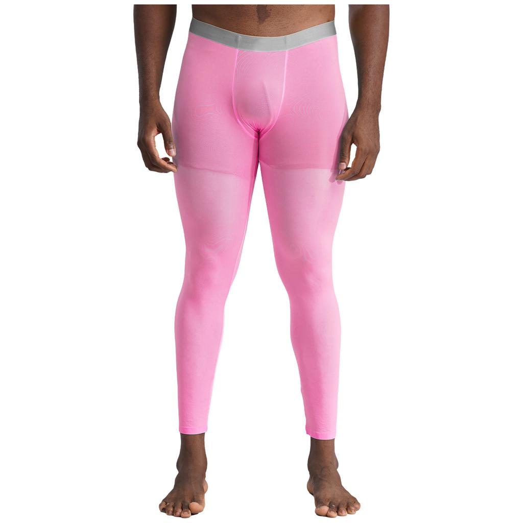 Mens Silky Yoga Leggings Seamless Stretch Fabric Gym Sports Bottoms