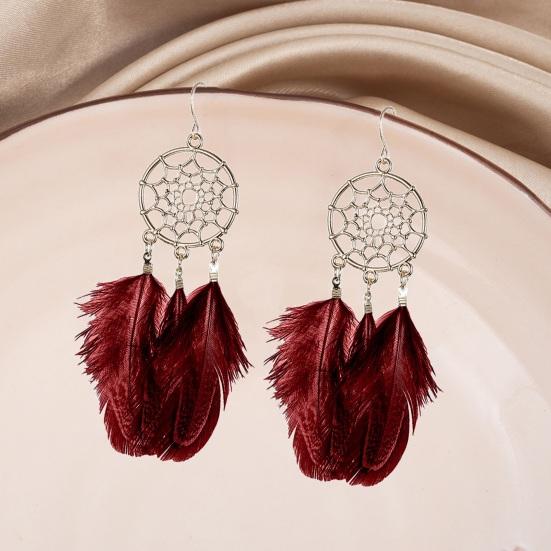 1 пара ретро богемные женские серьги-крючки с кисточками и перьями, круглые серьги-капли во дворцовом стиле, висячие серьги, ювелирные изделия, подарок