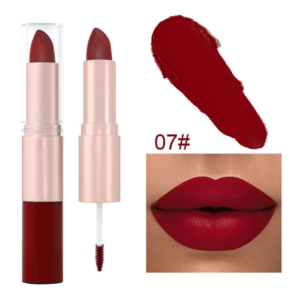 12-color Matte Velvet Lip Gloss Waterproof and Long-lasting Liquid Lipstick Non-stick To Cups Lip Color Pigment Cosmetic Lipstick and Lip Gloss In One