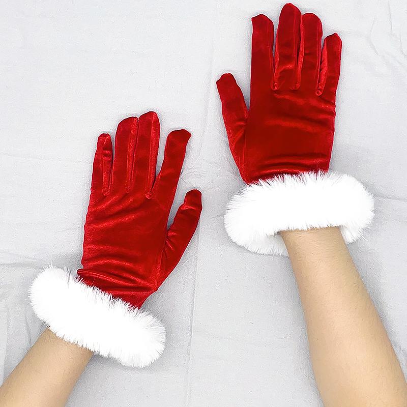 1 Pair Adult Cosplay Santa White Cuffs Keep Warm Mitten