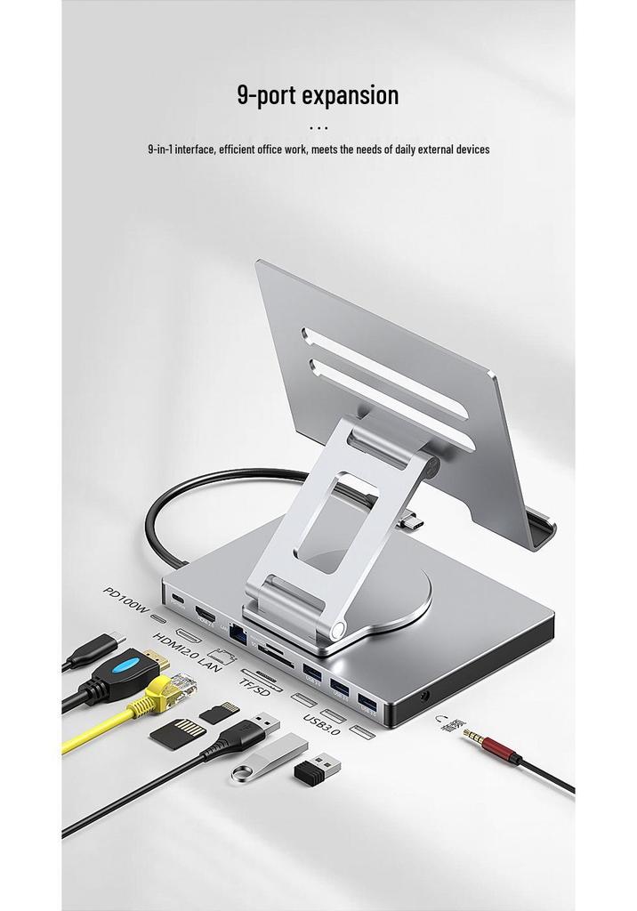 Док-станция для планшета с HDMI, Ethernet, USB 3.0 концентратором, поворотной и складной подставкой