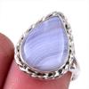 Кольцо из натурального голубого кружевного агата с драгоценным камнем из стерлингового серебра 925 пробы S.7 w5y32