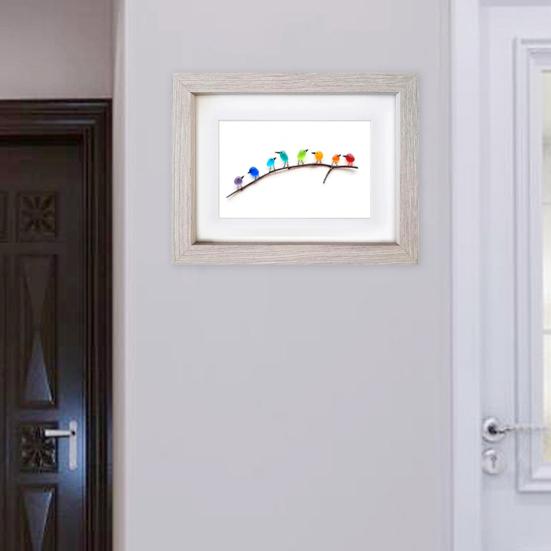 Морское Стекло Радужные Птицы Украшение Стоя на Ветке Симпатичные Мин Красочные Смола Птица Настенное Искусство Орнамент Гостиная Спальня Домашний Декор