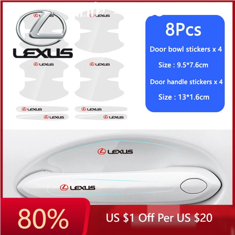 WDM2 2026 Hot Interior Stickers 8pcs Car Door Handle Stickers Transparent Protector Film For Lexus F SPORT Plug-in Hybrid ES UX 300e