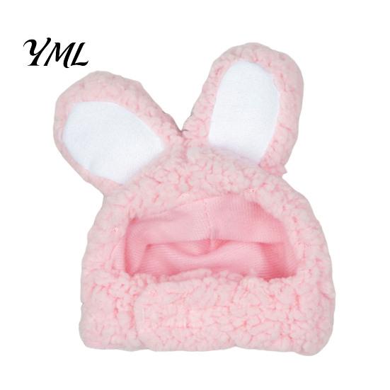 Fleece Animal Ear Cap Bunny Ears Cat Hat, Cute Pet Soft Plush Hat Comfortable Photo Prop with Rabbit for Cats Small Dogs Party Costume Fun Photos