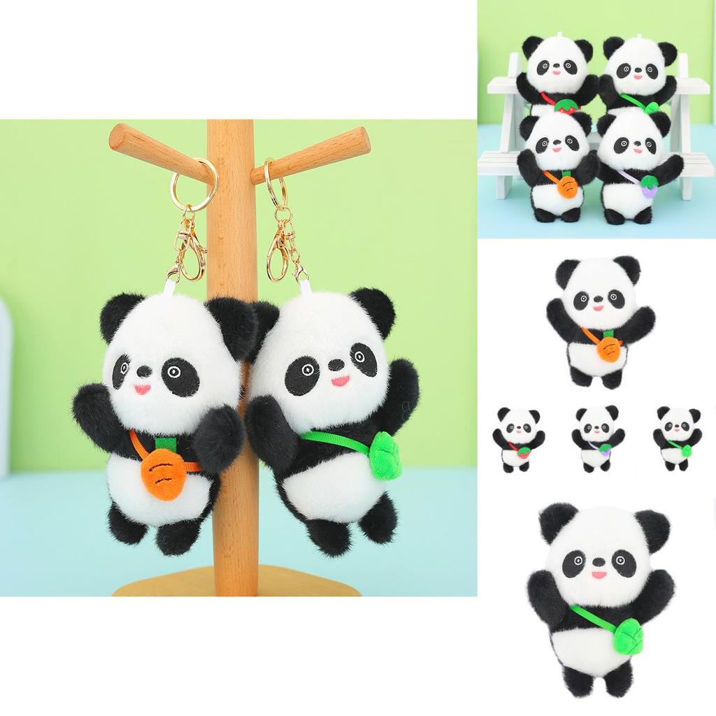 Adorable Panda Plush Keychain With Fruity Backpack Charm Premium Mink Fur Cute Animal Toy