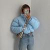 Women Short Puffer Jacket Cotton-Padded Thick Drawstring Parkas Zipper Winter Bubble Coat Warm Casual Hot Street Outfits