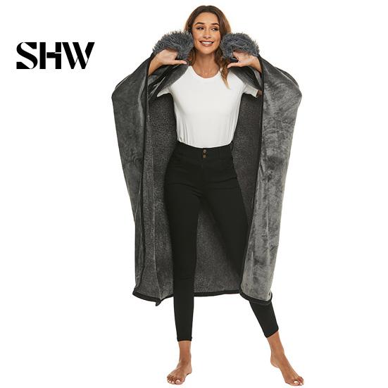 Cozy Weekend Wear Wearable Blanket Hoodie, Women Cute Animal Plush Hooded Cape, Soft Warm Pajamas for Adults Sloth Highland Cow Penguin Cape Cosplay,
