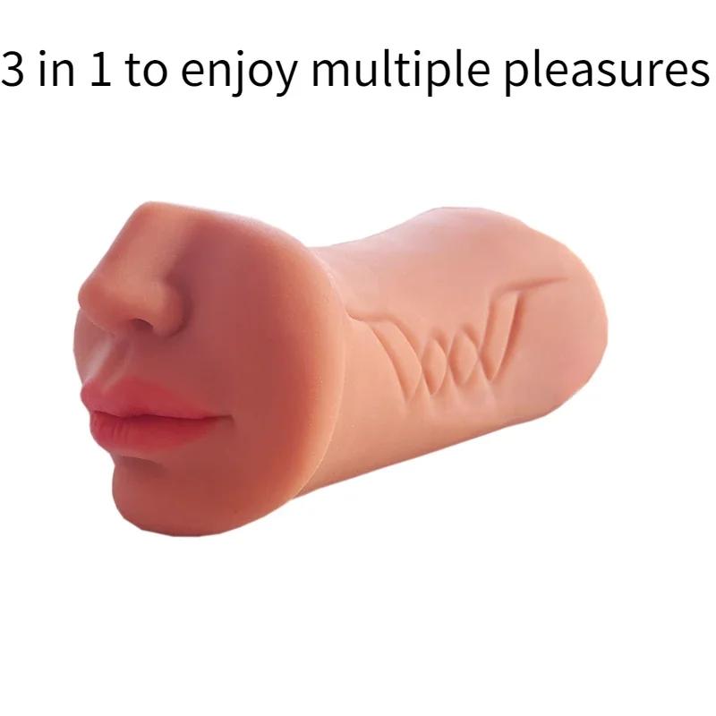 3 в 1 Мужские мастурбаторы для мужчин Вагина Анус Оральный секс Реальный глубокая глотка Мастурбация Самолет Кубок Минет Карманная киска Секс-игрушки