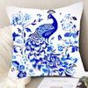 Blue and White Porcelain Peacock Pattern Pillow Living Room Mahogany Sofa Cushion Office Backrest Chinese Style Pillow 1pcs Including Pillow Core