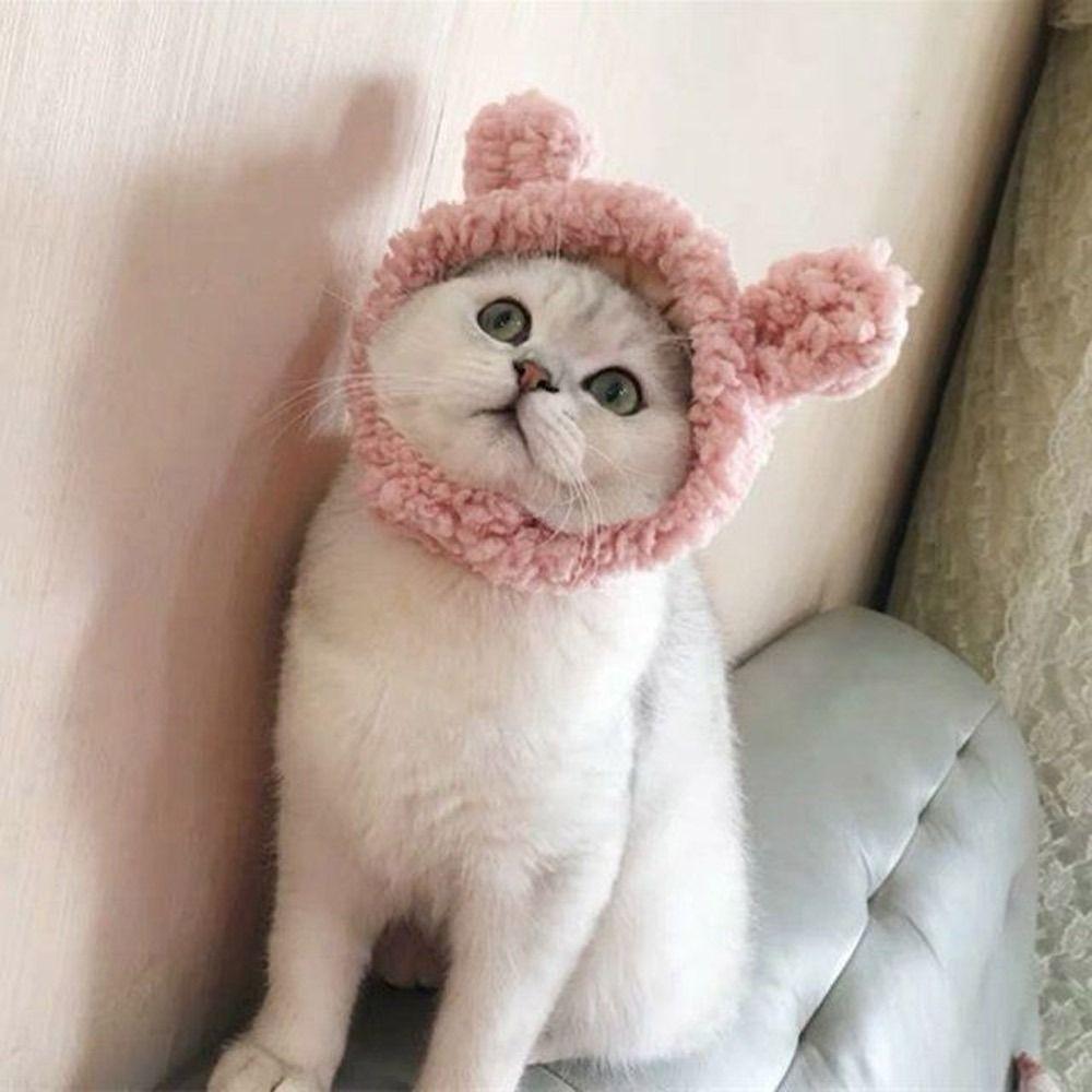 Cute Cosplay Costume Pet Accessories Cat Hat Headgear Short Plush Bear Puppy Cap