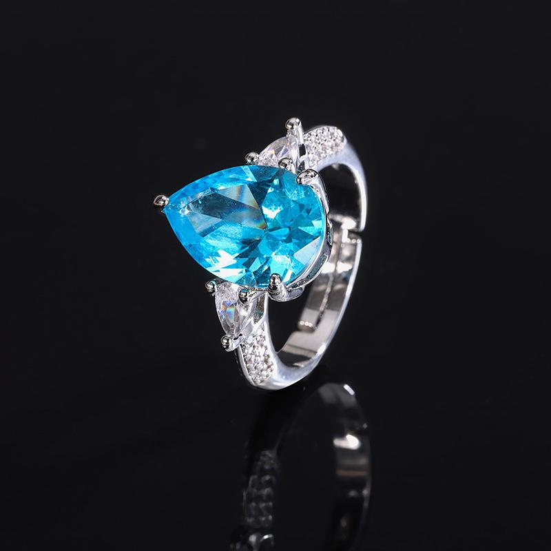 Комплект ювелирных изделий Factory Jewelry: серьги-иглы из чистого серебра 925 пробы с цирконовым синим бриллиантовым кольцом