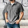 Мужская футболка с потертыми лацканами, повседневная футболка с коротким рукавом, летняя футболка с воротником на пуговицах и карманом для работы, повседневной носки на улице