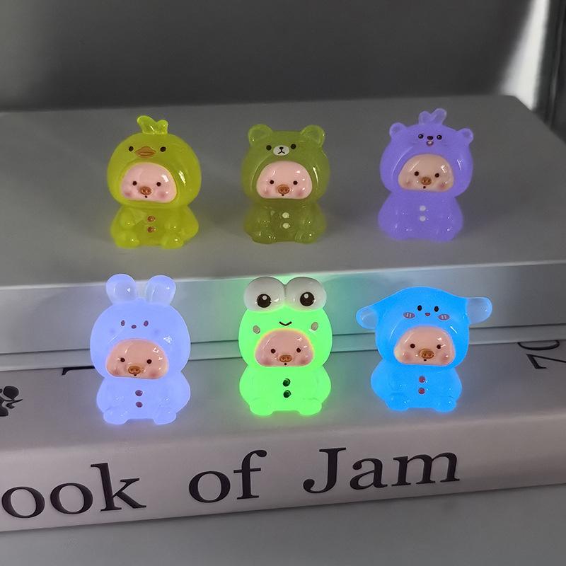 Смола мультфильм светящийся в темноте животное с мордочкой свиньи украшения аксессуары автомобиль настольное украшение