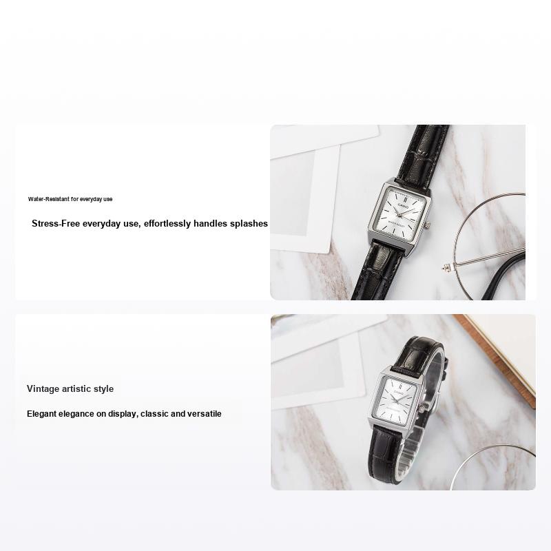 Casio Стандартная серия Серебряный Квадратный Ретро Искусство Кварцевый Механизм Кожаный Ремешок Часы Женские часы LTP-V007L-7E1