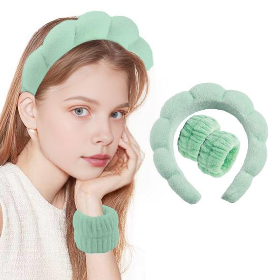 1 комплект, повязка на голову с губкой, браслет, водопоглощающий браслет для мытья лица, спа-мягкая повязка для волос, эластичный ремешок на запястье, женский аксессуар для волос, подарок на день рождения
