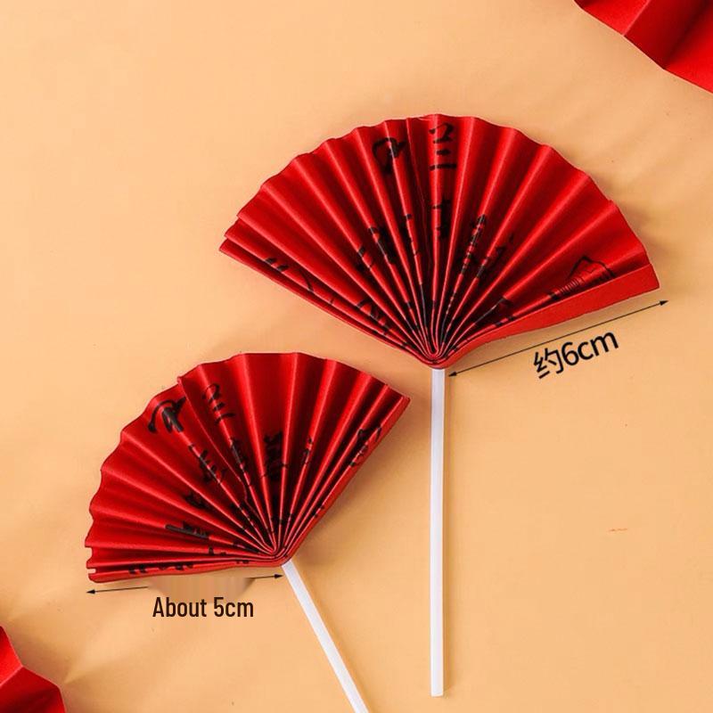 Топпер для торта на День Рождения Бога Долголетия Бабушки с веером из цветов сливы