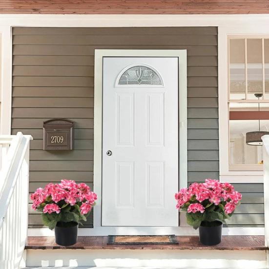 Искусственные цветы герани для улицы 13" горшечный куст искусственной герани, устойчивый к УФ-лучам, искусственный шелковый цветок для декора переднего крыльца, сада, двора, патио