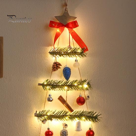 Светодиодное рождественское настенное украшение, рождественская елка, подвесная с маленькими подвесками, светящиеся рождественские елочные подвесные украшения для домашнего декора, для внутреннего и наружного использования