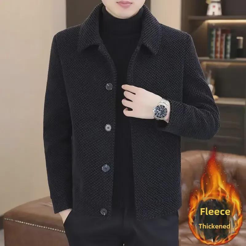 Мужская куртка из золотистого норкового бархата - модное короткое шерстяное пальто на осень/зиму